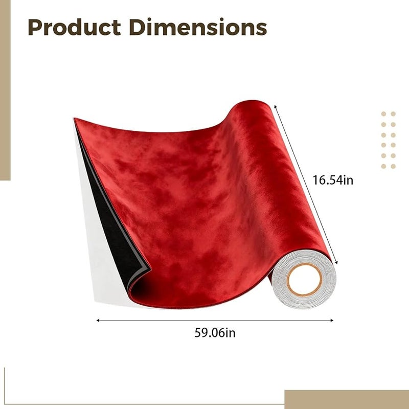 Red Self Adhesive Faux Suede Fabric 16 5x59 Inch For Car Interior Trim And Decor - Image 5